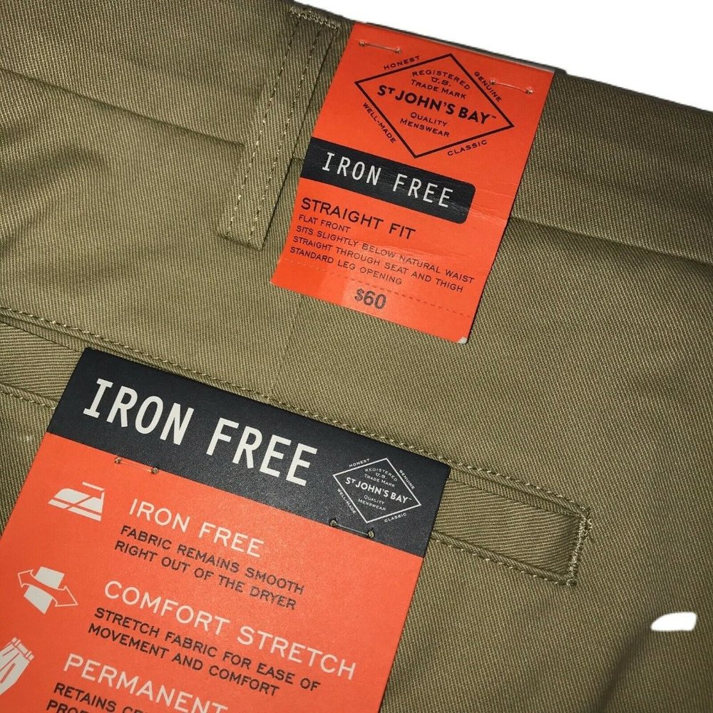 St. Johns Bay Khakis 42 x30 Straight Front No Iron